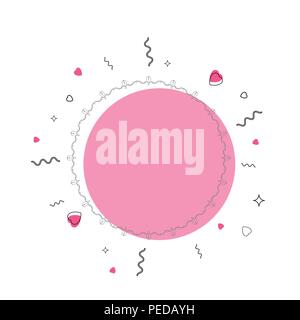 Lebendige runden Rahmen mit geometrischen Verzierungen. Memphis Stil. Element für Grafikdesign - Plakat, Flyer, Broschüre, Karte, tag, Aufkleber, Abzeichen. Vektor Stock Vektor