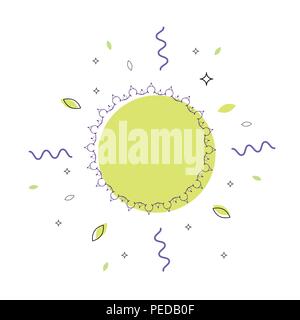 Runde, flache Banner mit geometrischen Verzierungen. Kreis leeren Rahmen. Memphis Stil. Vorlage für Grafikdesign - Plakat, Flyer, Broschüre, Karte, tag, sti Stock Vektor