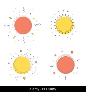 Der runde Banner mit geometrischen dekorative Elemente. Memphis Stil. Element für Grafikdesign - Plakat, Flyer, Broschüre, Karte, tag, Aufkleber, Abzeichen. Stock Vektor