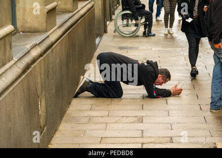 Barcelona Spanien Straße Bettler Stockfoto