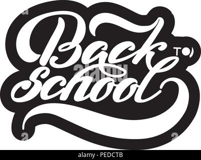 Zurück zu Schule banner Hand letterins Vector Illustration. weißer Hintergrund Stock Vektor