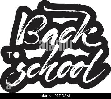 Zurück zu Schule banner Hand letterins Vector Illustration. weißer Hintergrund Stock Vektor
