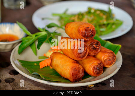 Fruehlingsrollen, Secret Garden Restaurant, Ho-Chi-Minh-Stadt, Vietnam Stockfoto