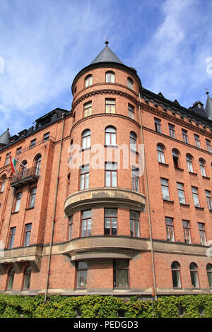 Stockholm, Schweden. Strandvagen Straße Palace im Stadtteil Ostermalm. Stockfoto