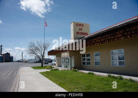 BURNS, Oregon 21. APRIL 2016, dem Rathaus Gebäude für Verbrennungen. Stockfoto