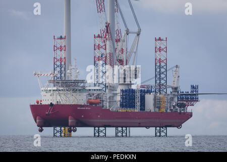 Seajacks Scylla Arbeiten am Bau von Offshore-windparks Walney Erweiterung Stockfoto