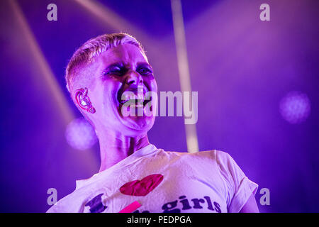 Norwegen, Oslo - August 09, 2018. Die schwedische Sängerin und Songwriterin Fever Ray führt ein Live Konzert während der norwegischen Musik Festival Øyafestivalen 2018 in Oslo. (Foto: Gonzales Foto - Terje Dokken). Stockfoto