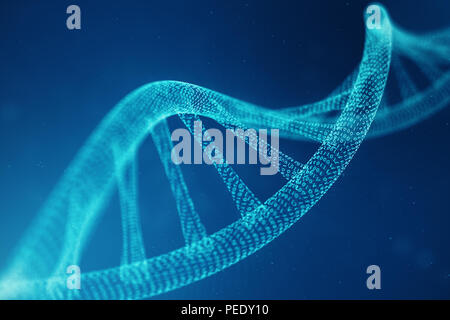 Künstliche intelegence DNA-Molekül. Die DNA ist in einen binären Code umgewandelt. Konzept der binäre Code Genom. Abstrakte Wissenschaft Technik, Konzept artifical Dn Stockfoto
