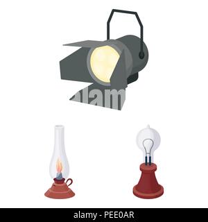 Light source cartoon icons in set collection for design. Light and equipment vector symbol stock  illustration. Stock Vektor