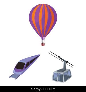 Verschiedene Arten von Verkehr cartoon Symbole im Set Sammlung für Design. Auto und Schiff vektor Symbol lieferbar Abbildung. Stock Vektor