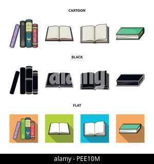 Verschiedene Arten von Büchern. Bücher set Sammlung Icons im Cartoon, schwarz, Flat Style vektor Symbol lieferbar Abbildung. Stock Vektor