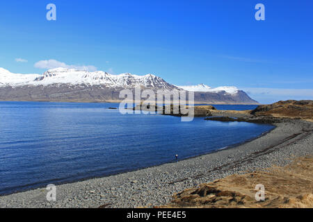 Picknick im Osten Fjorde. Island. Stockfoto