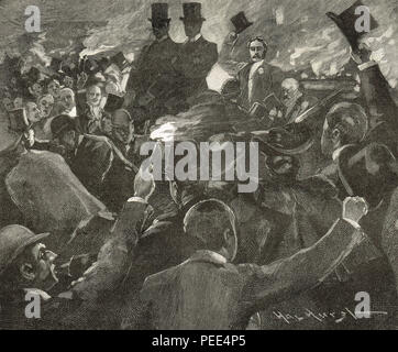 Arthur Balfour in Dublin, Fackelzug, 1893. Der Führer der Opposition in Irland gegen Gladstone's zweite Home Rule Bill, Förderung der unionistischen Aktivismus Stockfoto