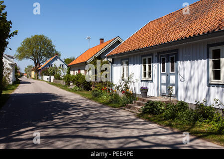 KRISTIANOPEL, Schweden am 14. Mai 2018. Blick auf eine Straße, Gebäude und Gärten. Feder und sonnigen Nachmittag. Redaktionelle Verwendung. Stockfoto