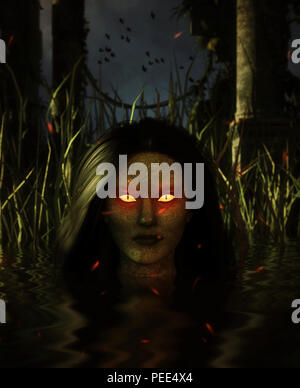 Ghost Frau in den See, 3d-Mixed Media für Buchillustration oder Buch Cover Stockfoto