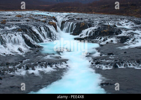 Bruarfoss Wasserfall, Brekkuskógur, Island Stockfoto