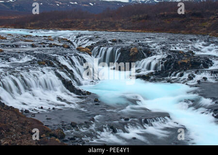 Bruarfoss Wasserfall, Brekkuskógur, Island Stockfoto