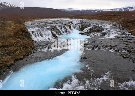 Bruarfoss Wasserfall, Brekkuskógur, Island Stockfoto