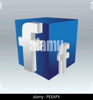 Das Volumen der Buchstabe f, 3d, der Vektor Illustration, blau Stock Vektor