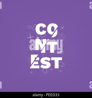 Wettbewerb Schriftzug. geschnitten text Effekt. Element für Grafikdesign - Plakat, Flyer, Broschüre, Karte. Für social media-Vorlage. Vector Illustration. Stock Vektor