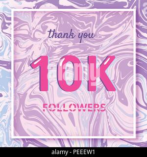 10 K Anhänger Danke square Banner mit flüssigem Hintergrund und Rahmen. Vorlage für Social Media. Abdeckung für Grafik Design. Ultra Violet palette Stock Vektor