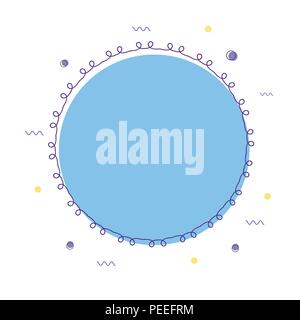 Flache runde Banner mit Rahmen und geometrischen dekorativen Formen. Für social media-Vorlage. Vector Illustration. Stock Vektor