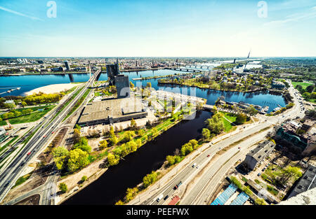 Panoramische Luftaufnahme der Stadt Riga. Lettland Stockfoto