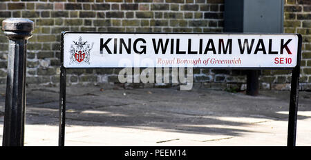 Straßenschild für Prinz William Walk, London Stockfoto