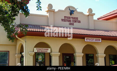 Außenansicht der Fhe Visitors Center an der Fort Worth Stockyards Stockfoto