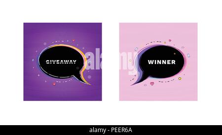 Werbegeschenk und Gewinner Karten eingestellt. Vector Illustration. Stock Vektor