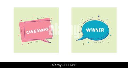 Werbegeschenk und Gewinner Karten eingestellt. Vector Illustration. Stock Vektor