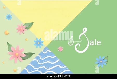 Summer Sale horizontale Karte. Vector Illustration. Stock Vektor