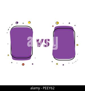 Im Vergleich zu Banner. VS Briefe mit geometrischen Abzeichen auf weissem Hintergrund. Element für grafik design-ad, Poster, Flyer, tag, Gutschein, Einladung Stock Vektor