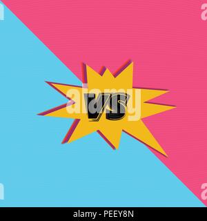 VS Bildschirm. Gegenüber Zeichen auf geteilten Hintergrund. Pop Art retro Style. Dekorative Schlacht Abdeckung mit Schriftzug. Vorlage für Banner, Poster, Flyer, brochur Stock Vektor
