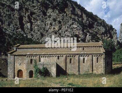 MONASTERIO DE STA MARIA - IGLESIA S X ARQUITECTURA ROMANICA. Lage: MONASTERIO SANTA MARIA, OBARRA, HUESCA, SPANIEN. Stockfoto