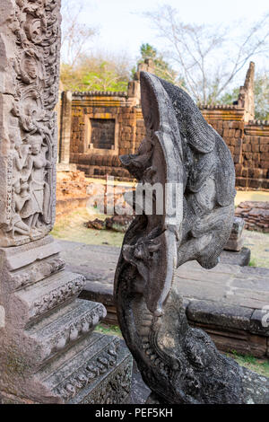 Naga bei Prasat Hin Phanom Rung Historical Park, Buriram Thailand Stockfoto