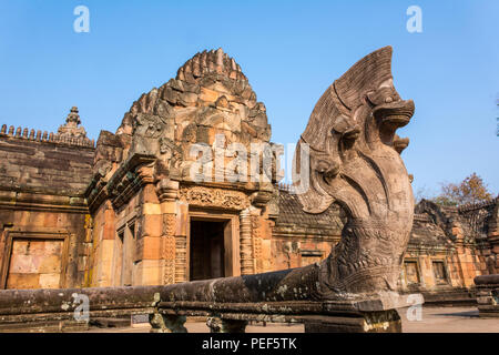 Naga bei Prasat Hin Phanom Rung Historical Park, Buriram Thailand Stockfoto