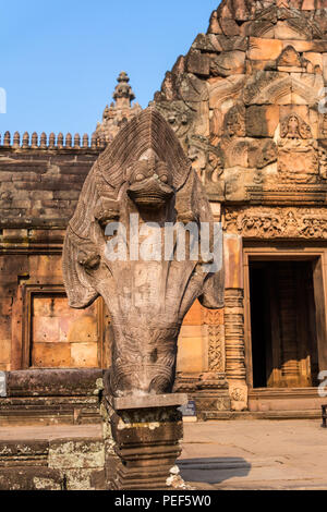 Naga bei Prasat Hin Phanom Rung Historical Park, Buriram Thailand Stockfoto