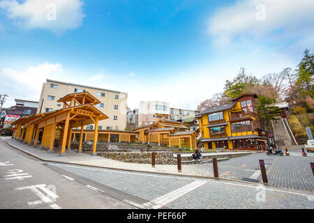 Kusatsu Onsen ca. 200 Kilometer nord-nordwestlich von Tokio, ist sie eine von Japans berühmtesten Hot Spring Resorts für Jahrhunderte entfernt Stockfoto