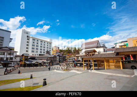 Kusatsu Onsen ca. 200 Kilometer nord-nordwestlich von Tokio, ist sie eine von Japans berühmtesten Hot Spring Resorts für Jahrhunderte entfernt Stockfoto