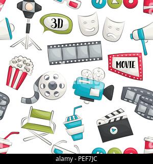 Film Kino Design. Nahtlose Muster. Vektor Illustrator. Stock Vektor