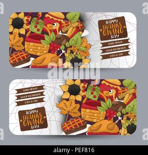 Thanksgiving horizontale Banner mit runden Ecken. Happy Holiday Hintergrund. Die Türkei Tag verkauf Design. Vector Illustration. Stock Vektor