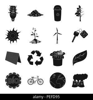Atmosphäre, Fahrrad, bio, schwarz, können, Auto, sauber, Sauberkeit, Sammlung, Design, trocken, dump, Erde, öko, ökologisch, Ökologie, Energie, Anlagen, Blume, fluoreszierend, voll, Garbage, Grün, Hälfte, Icon, Illustration, isoliert, Schlüssel, Label, Lampe, Blatt, Ernährung Umwelt, Panel, Anlage, Umweltverschmutzung, Topf, Verarbeitung, Produkt, Wiederverwertung, Recycling, Satz, Zeichen, Solar, sprießen, Sonne, Symbol, Baum, Turbine, Vector, Vektor, Vektoren, Stock Vektor