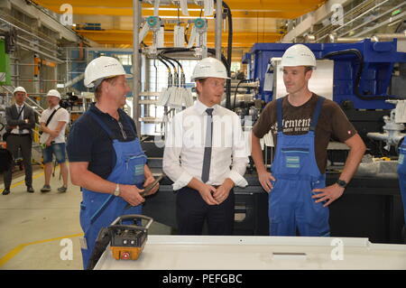 Görlitz Sachsen Deutschland 2018: Michael Kretschmer besuchen Sie Siemens Werk Stockfoto