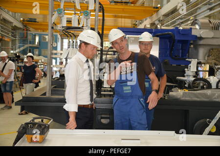 Görlitz Sachsen Deutschland 2018: Michael Kretschmer besuchen Sie Siemens Werk Stockfoto