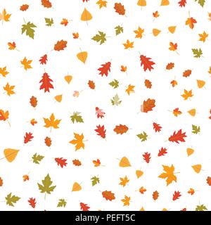 Nahtlose Muster der Herbst gelbe Blätter nach dem Zufallsprinzip Stock Vektor