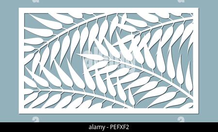 Vorlage für das Schneiden. Palm Blätter Muster. Laser geschnitten. Vector Illustration. Stock Vektor