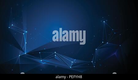 Abbildung abstrakte Moleküle mit Linien, geometrische, Polygon, Dreieck Muster. Vektor Design Netzwerk kommunikation Technologie auf dunkelblau backgrou Stock Vektor
