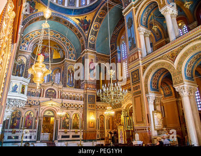 Metropolitan Kathedrale Mariä Verkündigung, Mitropoli. Platz Metropoleos. Athen, Griechenland. Stockfoto