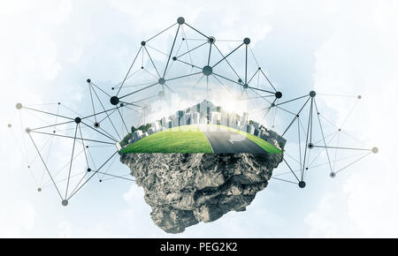 Konzept der modernen Netzwerktechnologien und Eco grün construc Stockfoto